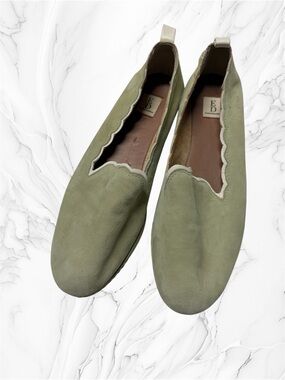 Ellen Degeneres Light Sage Suede Scallop-Edge Slip-Ons 9M